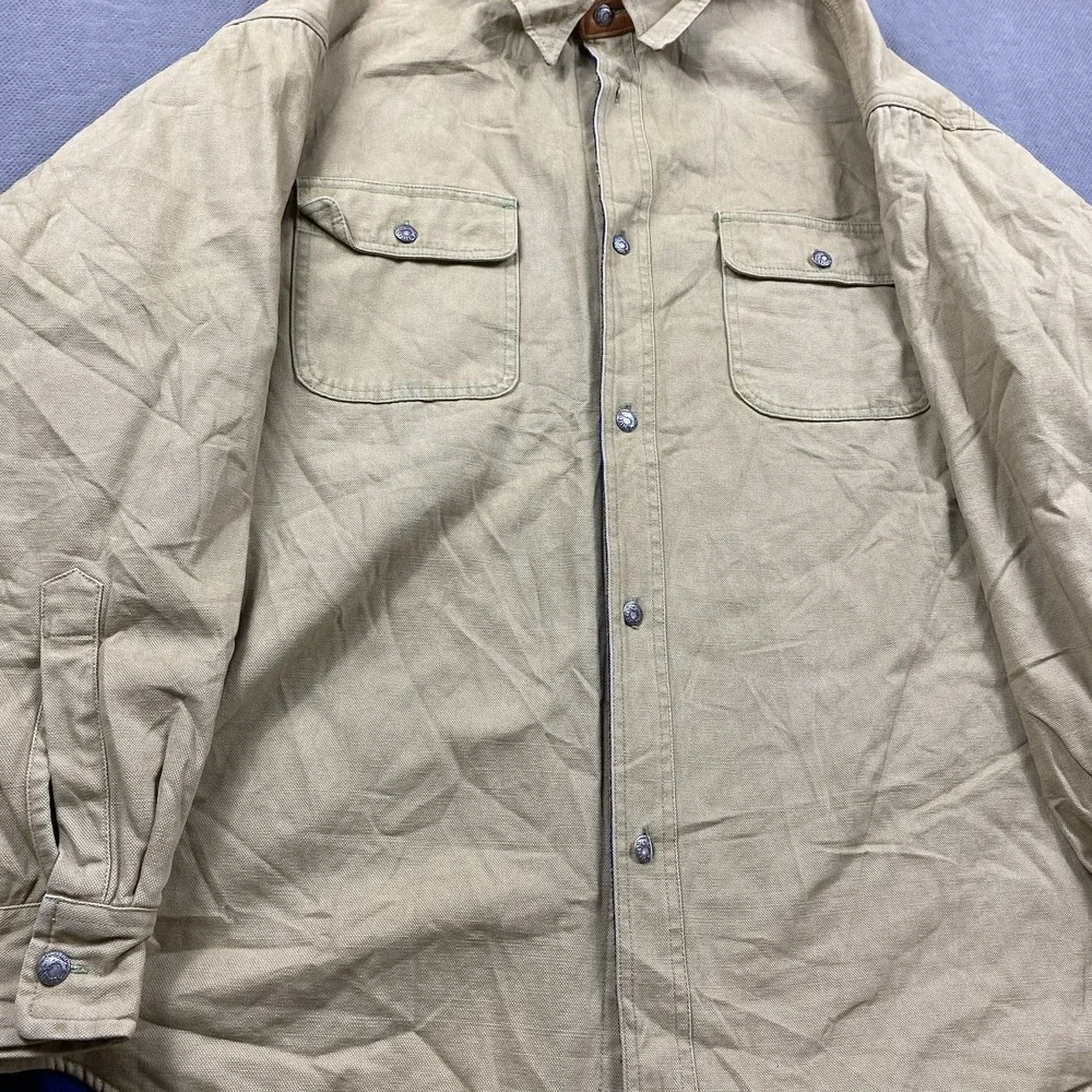 Orvis Mens Jacket XXL Beige Fleece Lined Shacket Outdoor Gorp Cabincore Canvas